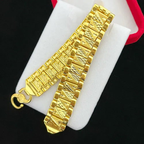Luxury 9999 24K real gold jewelry men's hand-row bracelet board hand jewelry fashion trend