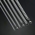 Cuban Link Chains Stainless Steel Classic Men Boy Curb Chunky Silver Color Necklace 3.6mm to 11mm 14 to 30 Inches