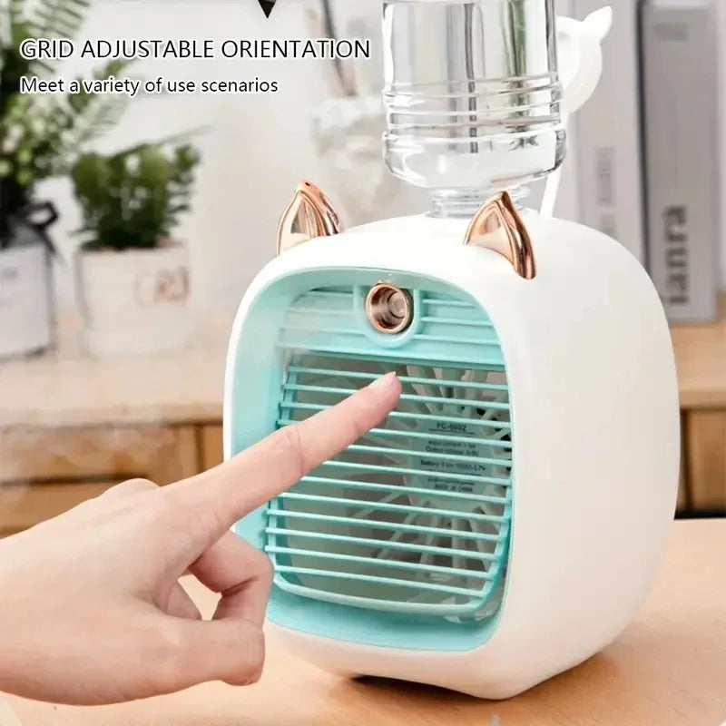 TINSOL USB Mini Air Conditioning Fan, Humidifier Desktop Fan Spray Electric, 1200mAh, Three Gear Air Conditioning
