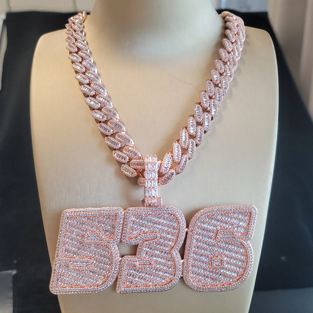 Personalized Solid Back Name Necklace Chain Custom Iced Out Number&Letter Pendant Birthday Gift Icy Baguettecz Hip Hop Jewelry