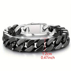 Men's Cuban Link Ceramic Bracelet Hypoallergenic, Black White Chain for Men, Masculine Jewelry Gift