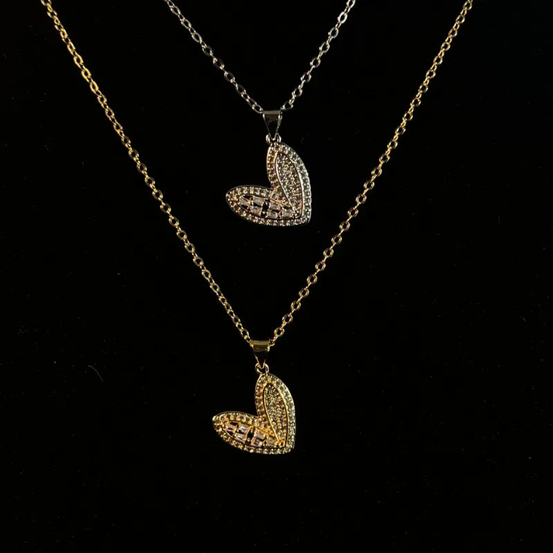 Diamond Love Collarbone Necklace — Stainless