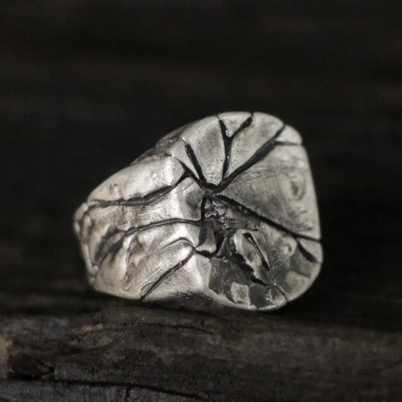 Cracking Rock Statement Ring — Silver