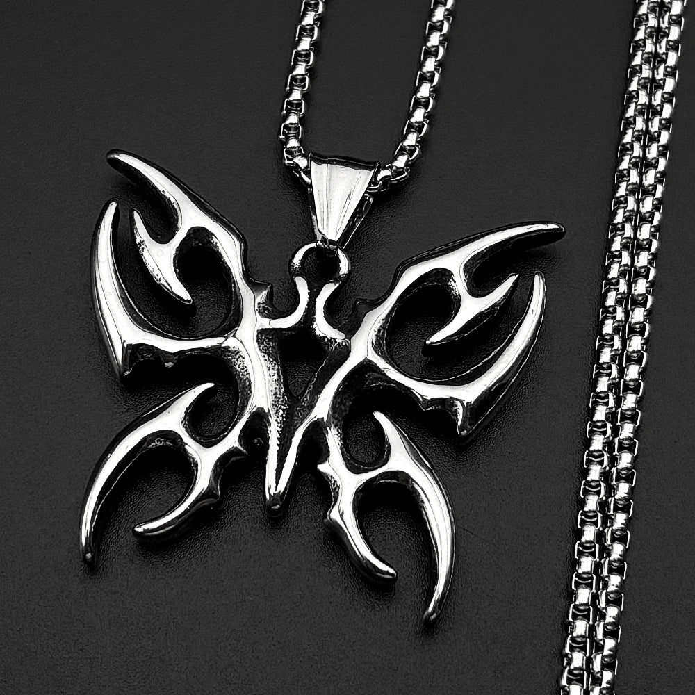 Fire Totem Butterfly Silver Chain Necklace
