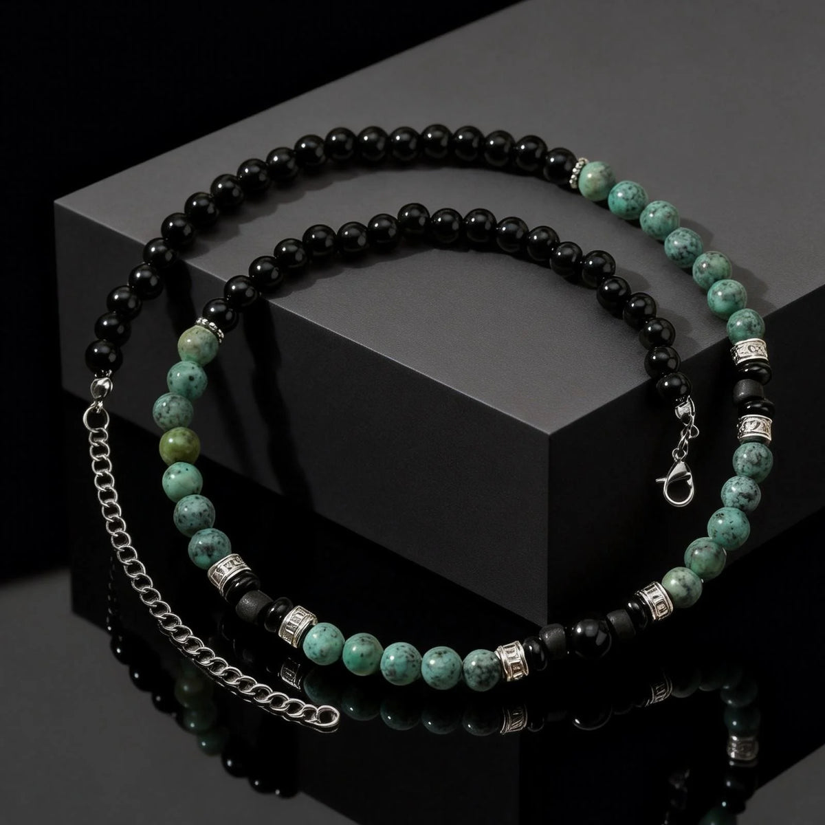 Retro Natural Stone Beads Necklace Tiger Eye Stone Stainless Steel Collar Necklace for Men Boho Trendy Jewelry Gifts