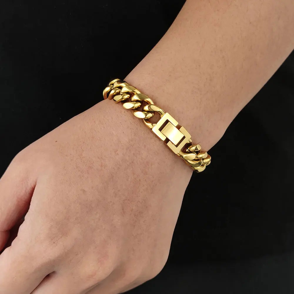 Black Cuban Chain Bracelet Stainless Steel Miami