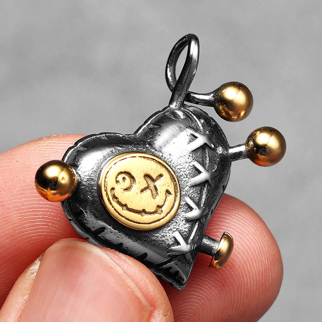 Heart Pendant Necklace Stainless Steel Gothic