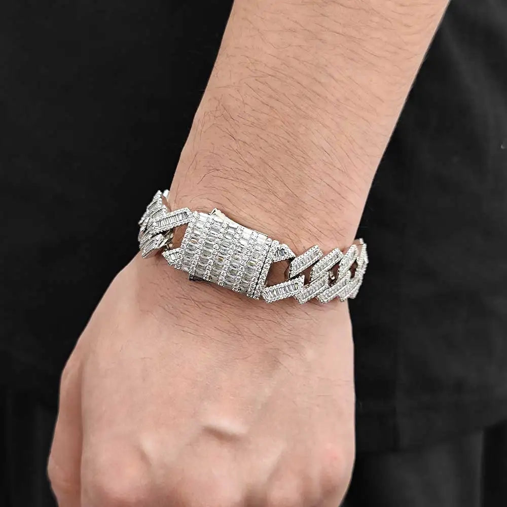 Iced Out Cuban Chain Necklace Stainless Steel 18/19MM