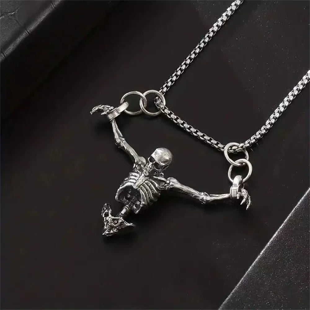 Skull Bicycle Pendant Necklace — Gothic