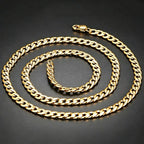 HNSP PVD Gold Plated 316L Stainless Steel Cuban Link Chain Necklace For Men Multi Size Thick Curb Chain Waterproof
