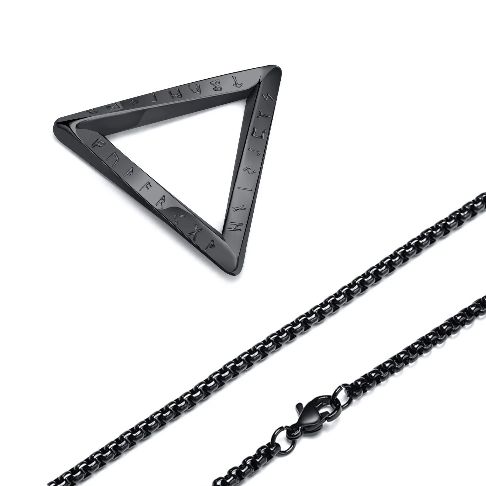 Vnox Norse Viking Pendant Necklaces, Men Twisted Stainless Steel Mobius Triangle Charm, Vegvisir Nordic Valknut