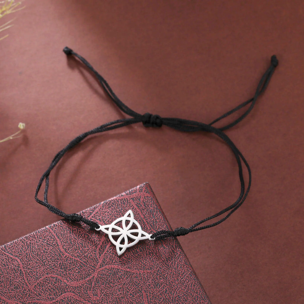 Lemegeton Charm Witch Celtic Knot Double Layer Bracelets Women Wicca Amulet Adjustable Chains Bracelet Stainless Steel