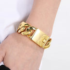 Classic 24MM Width Curb Cuban Link Chain Men Bracelet for Man Matte Brushed Stainless Steel Men's Bracelets Massive