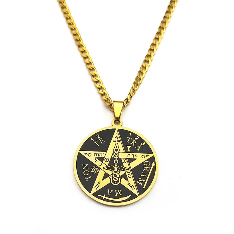 Solomon Pentagram Gold Pendant Necklace