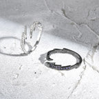 Iced Out Zircon Lightning Open Ring — Stainless Steel