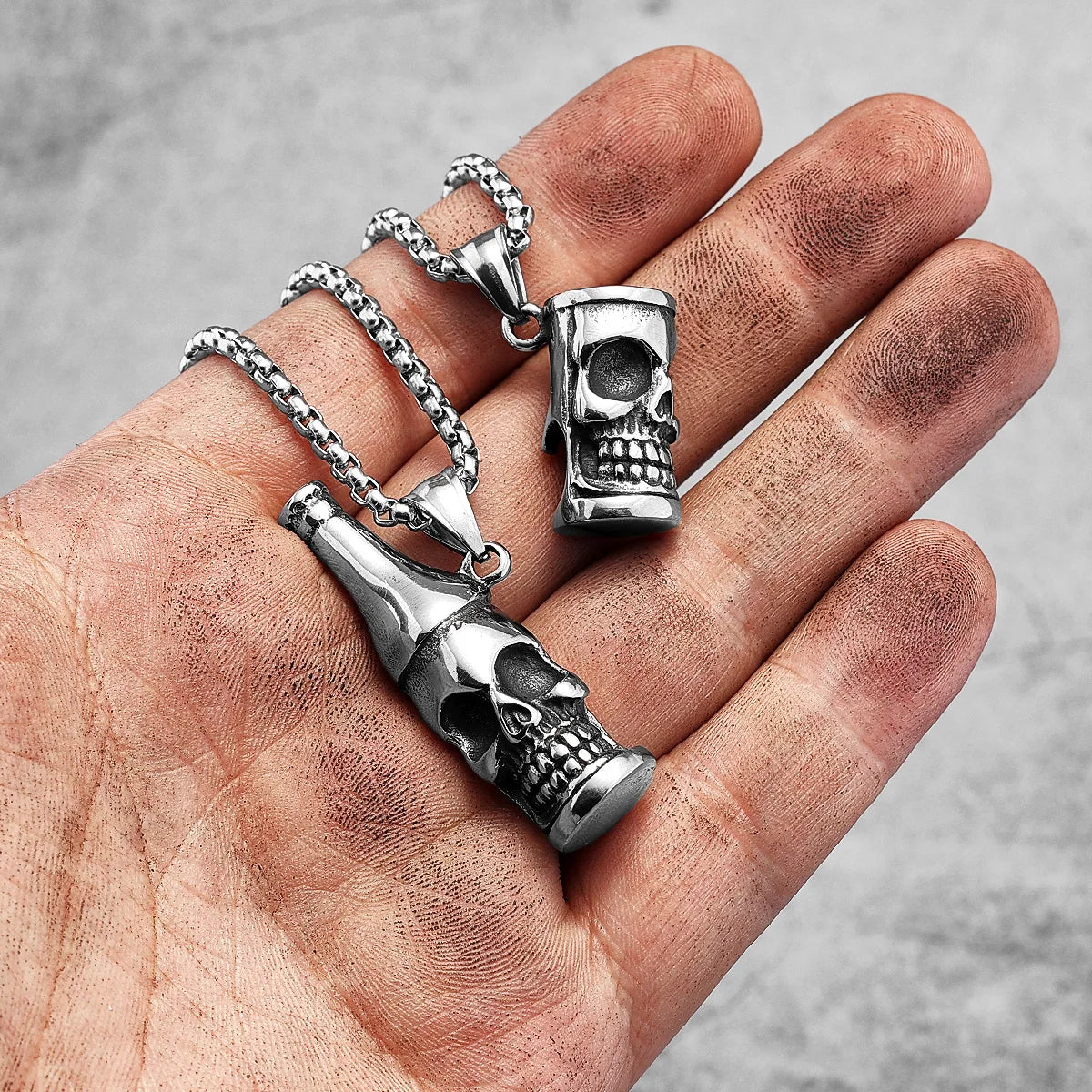 Skull Bottle Opener Pendant Necklace — Stainless