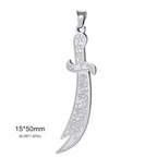 EUEAVAN 1pc Islamic Imam Ali Zulfiqar Sword Stainless Steel Pendant for Necklace Muslim Arabic Calligraphy Jewelry Making Gifts