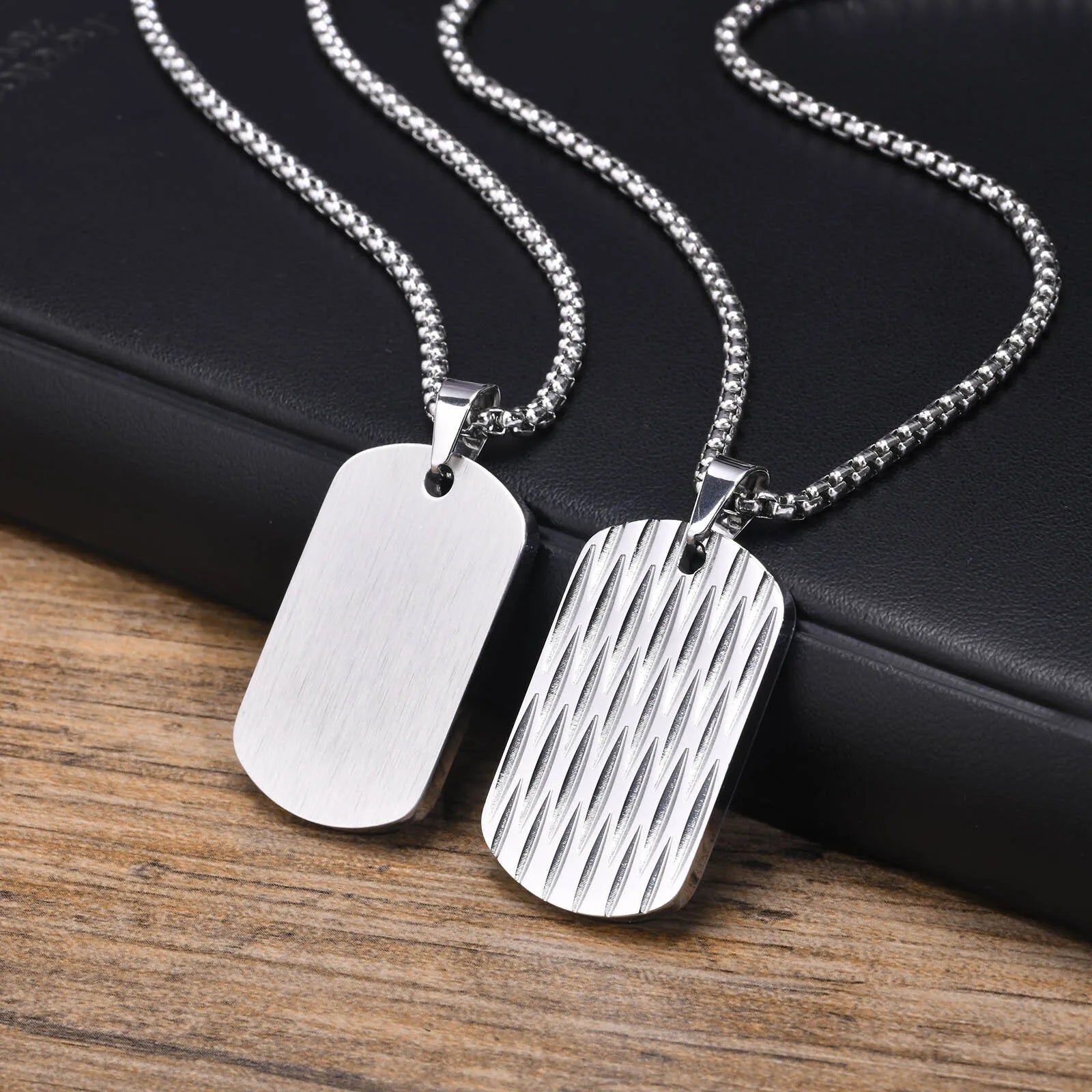 Dogtag Pendant Necklace — Stainless Steel