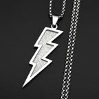 Black Lightning Pendant Necklace — Stainless Steel