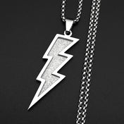 Black Lightning Pendant Necklace — Stainless Steel