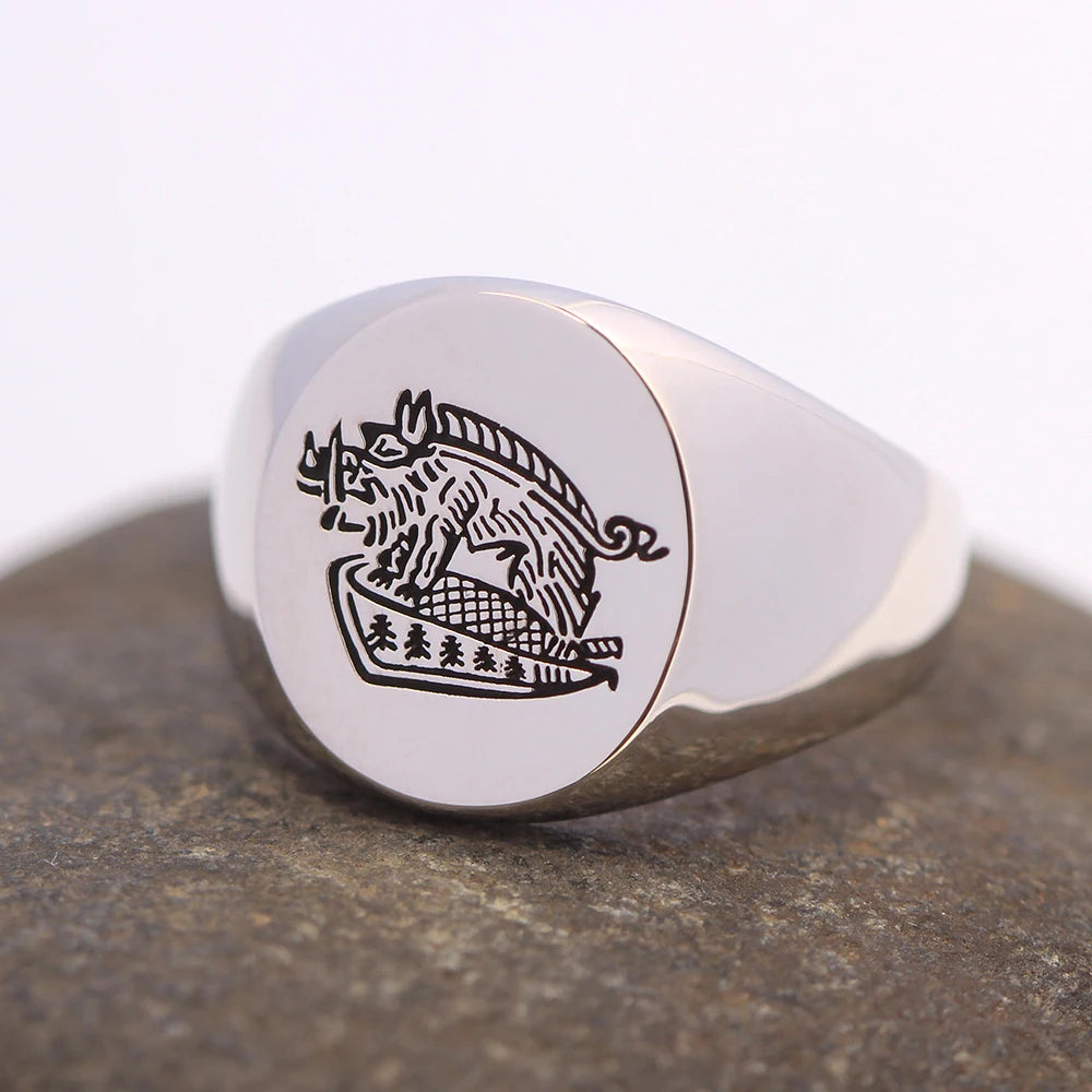 Boar Signet Ring — Stainless Steel