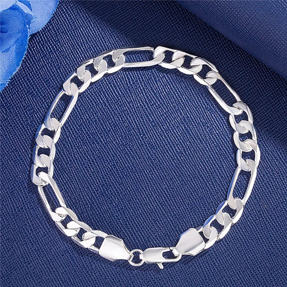 Geometric Chain Bracelet & Necklace Set 8mm — Silver and Gold