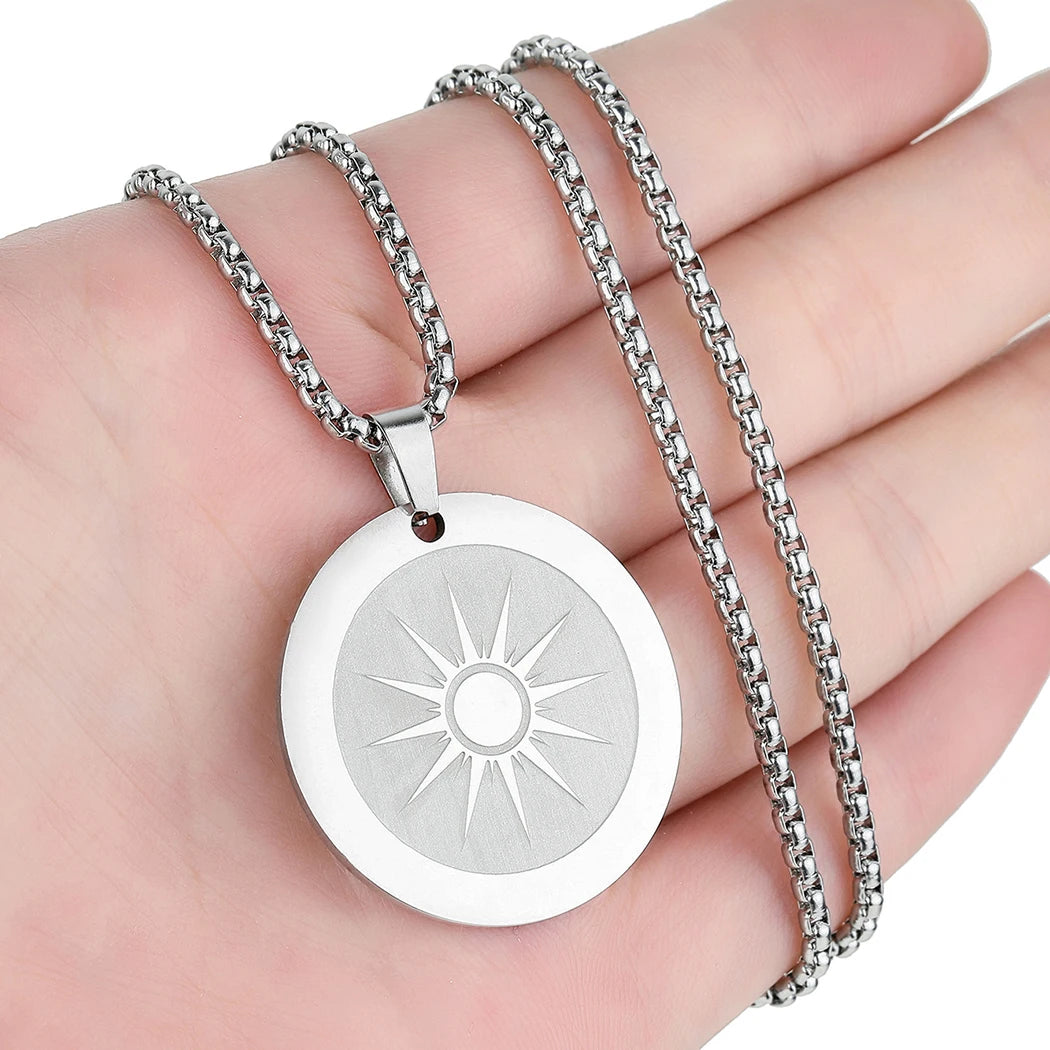 CHENGXUN Lucky Japanese Coin Necklace Mens Womens 5 Yen Coin Pendant Necklace Vintage Stainless Steel Good Luck Jewelry Gift