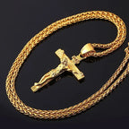 Jesus Cross Gold Pendant Necklace