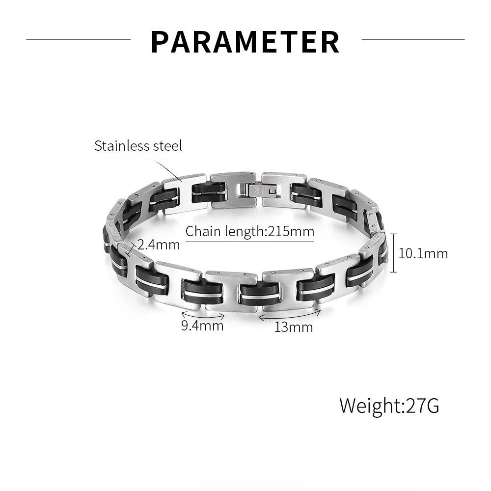 Chunky Men Bracelet,Thick Stainless Steel Strap Chain Link Wristband,Punk Male Jewelry Gift