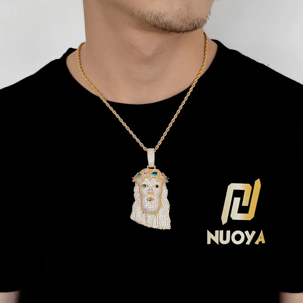 Rose Gold Jesus Head Pendant Iced Out