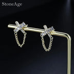 Iced Out Cross Stud Earrings — Silver