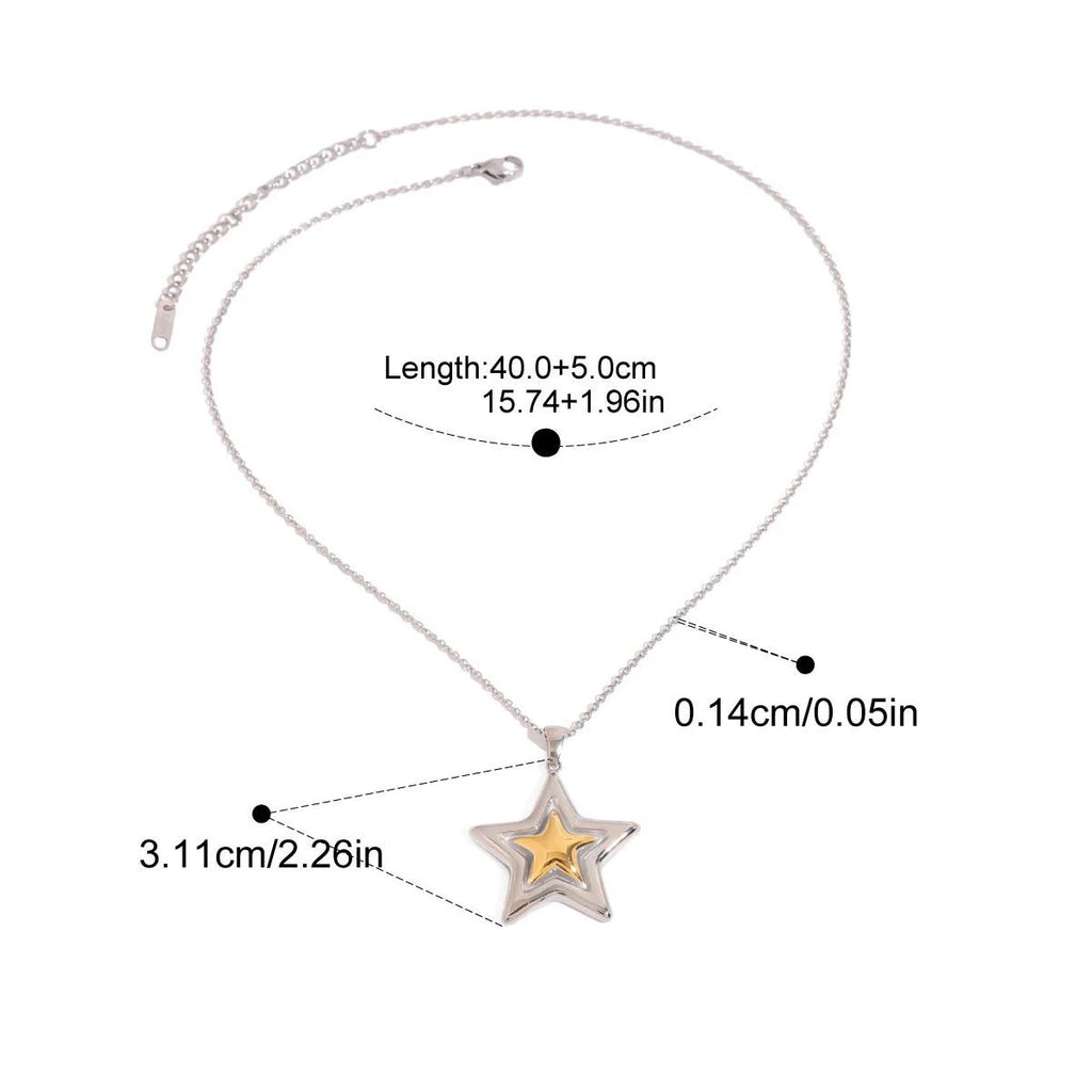 Pentagram Geometric Chain Necklace — Gold-Tone