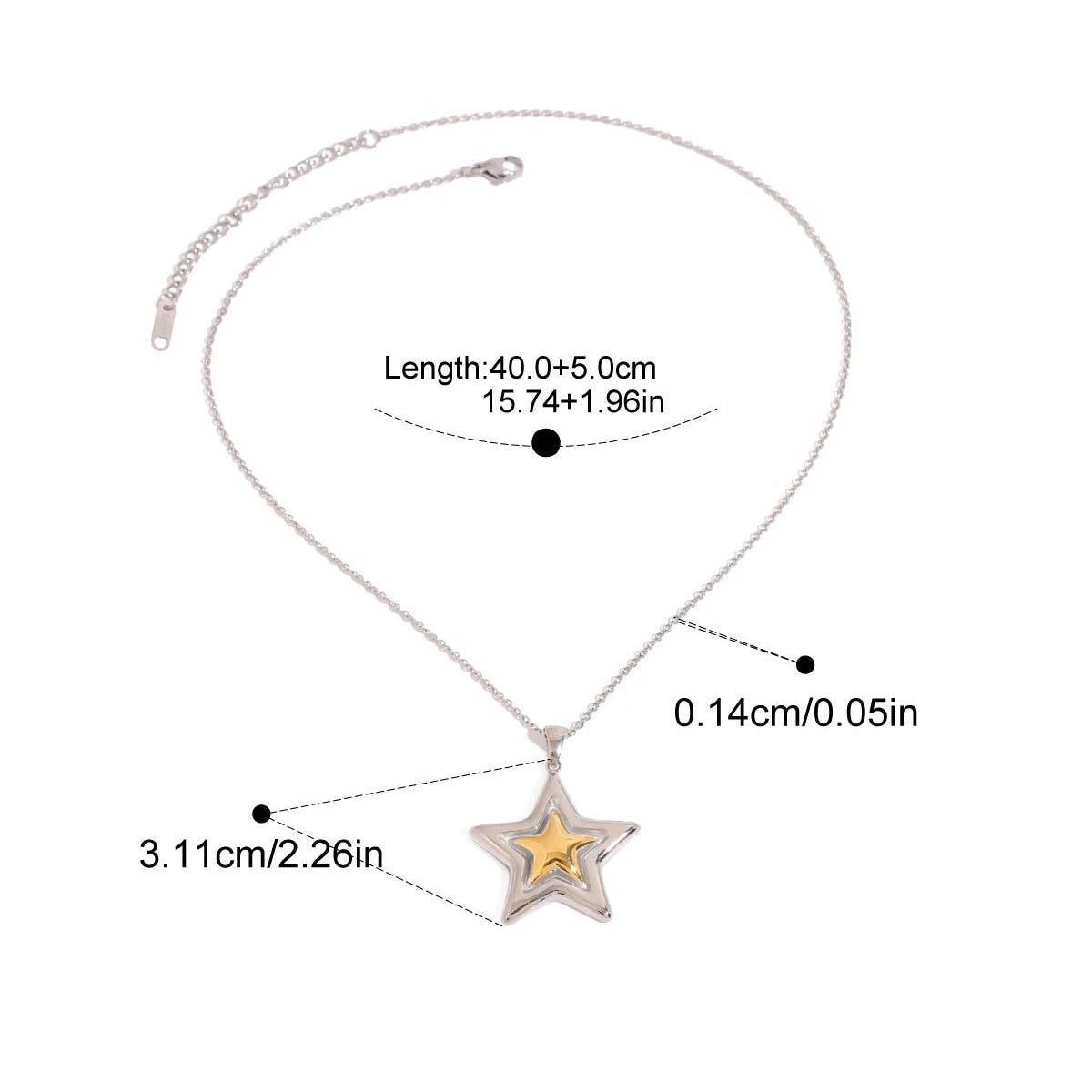 Pentagram Geometric Chain Necklace — Gold-Tone