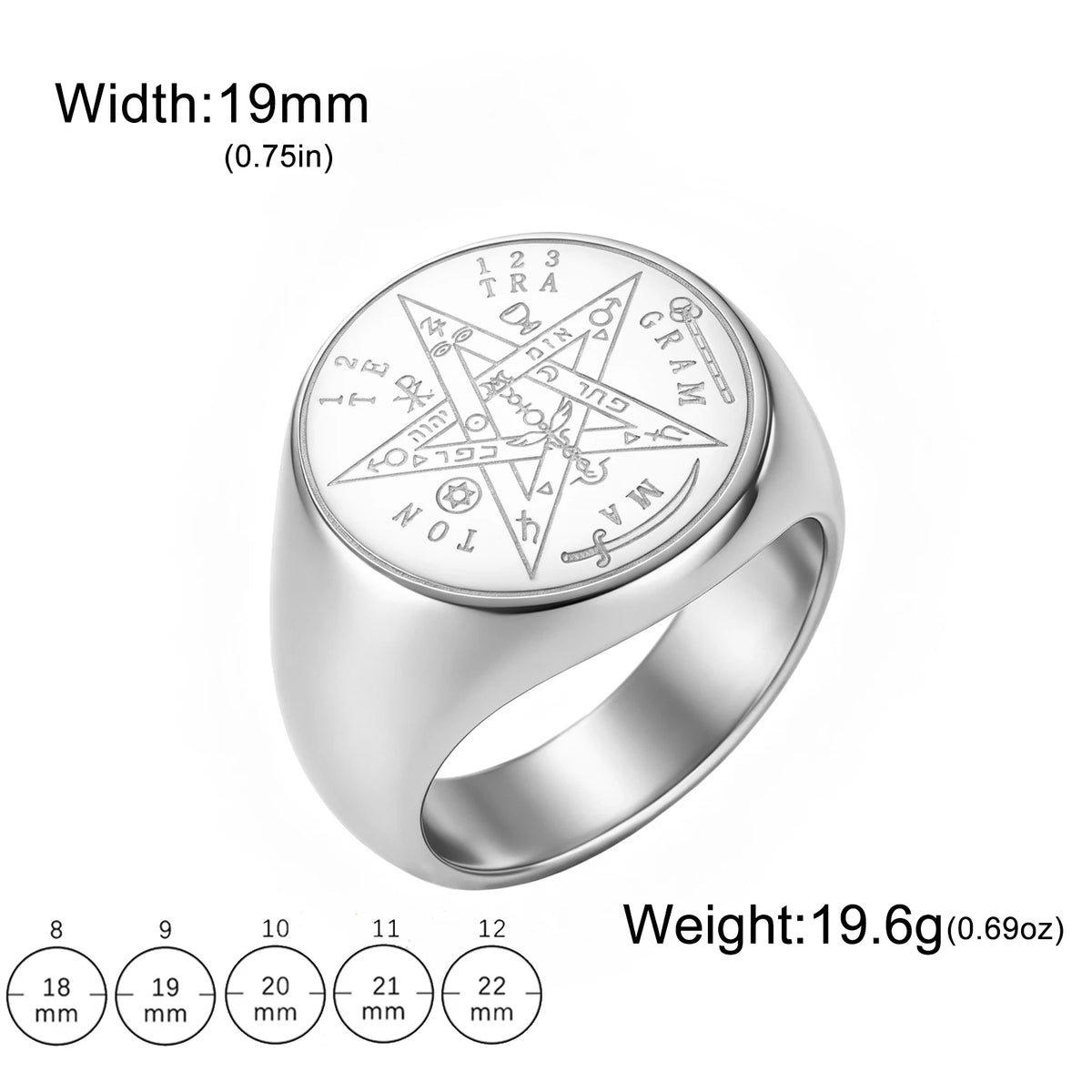 Tetragrammaton Pentacle Signet Ring — Stainless Steel