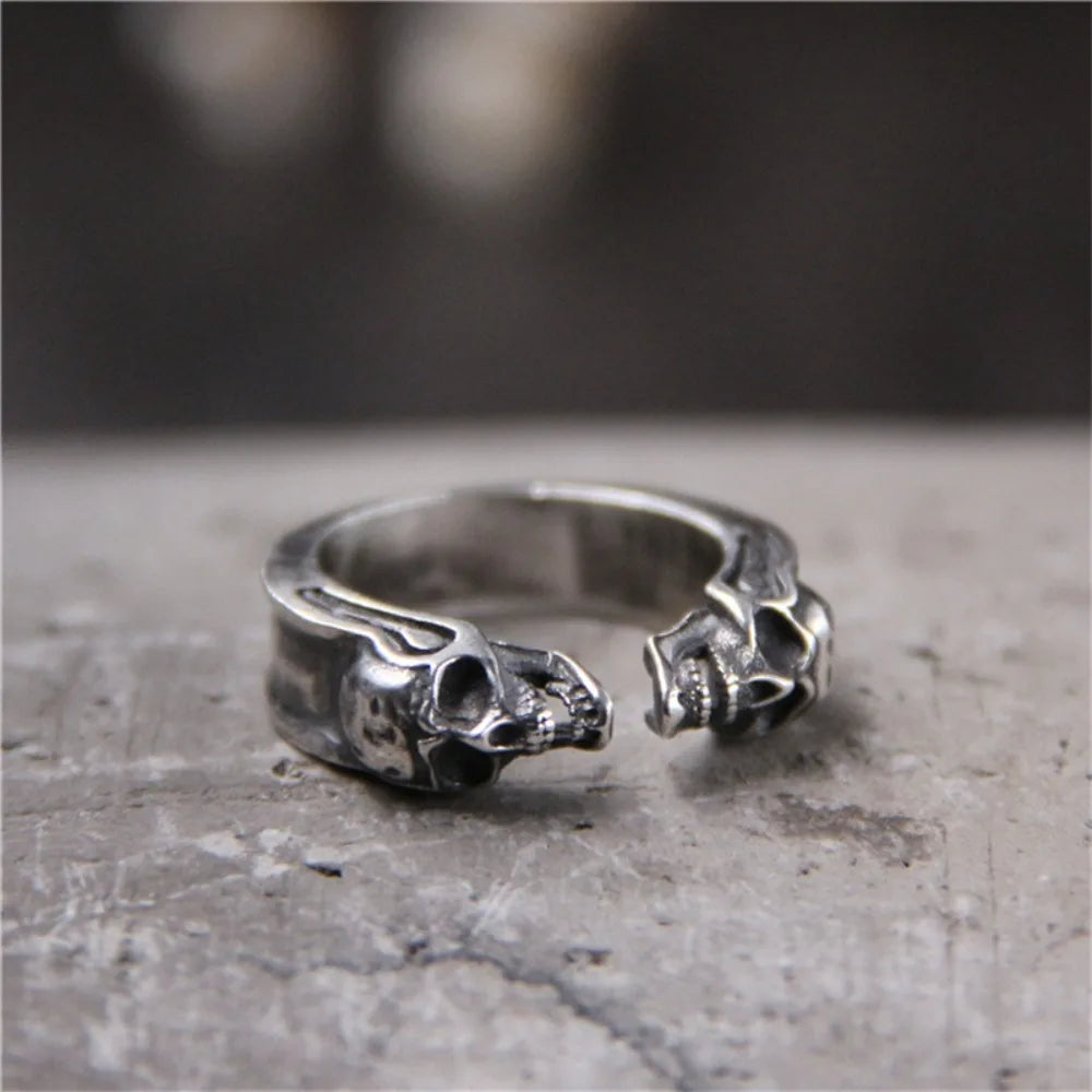 Double Skull Ghost Ring — Stainless Steel