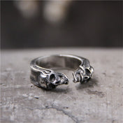 Double Skull Ghost Ring — Stainless Steel
