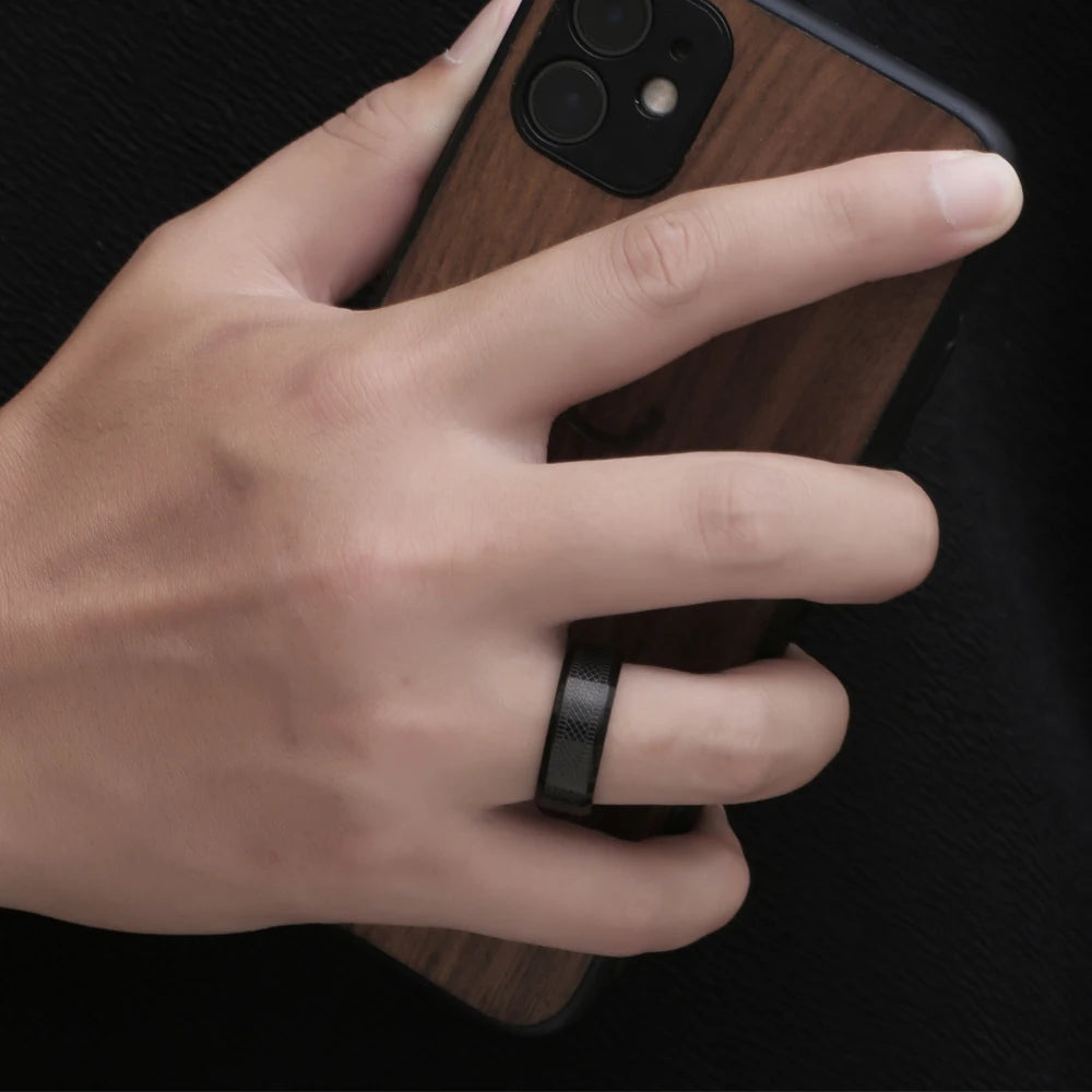 1Pcs European and American Punk Ring, Dark Plaid Snake Skin Texture Men's Ring, Trendy Hip-Hop Hand Accessory