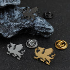 Stylish and simple animal badge, gold-plated stainless steel lion collar pin, phoenix men's collar pin, pterosaur brooch