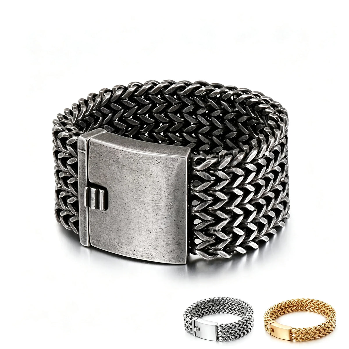 Mesh Link Bracelet, Multiple Widths — Stainless Steel