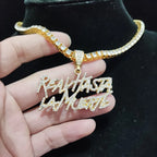 Men Women Hip Hop Letter Pendant Necklace 4mm Tennis chain Iced out Bling Bling Hiphop pendants Necklaces Fashion Charm
