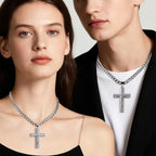 Gold-Plated Cross Necklace for Men Advanced Nanotech Tarnish-Free Cuban Figaro Rope Miami Chains with Jesus Crucifix