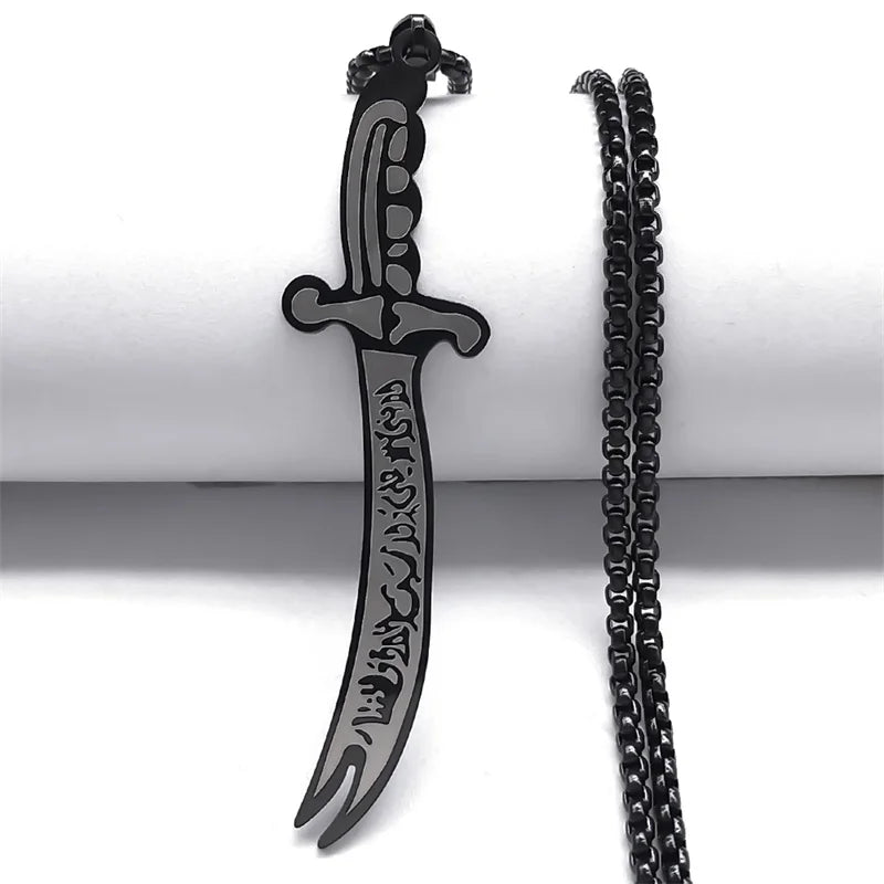 Zulfiqar Imam Ali Sword Necklace — Stainless Steel, Gold-Tone
