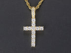 Gold Iced Out Cross Pendant Rope Cuban Chain