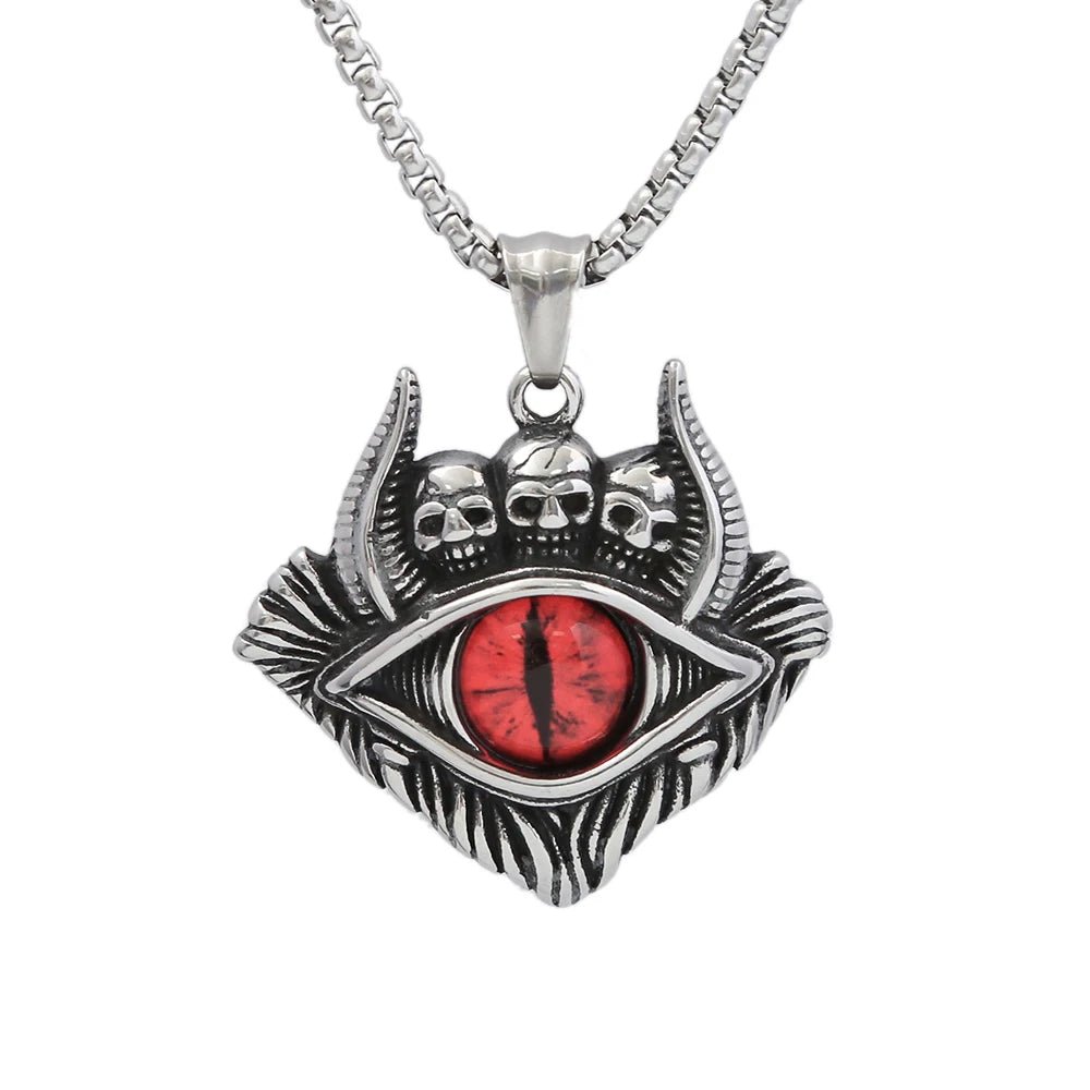 Skull Demon Eye Steel Pendant Vintage