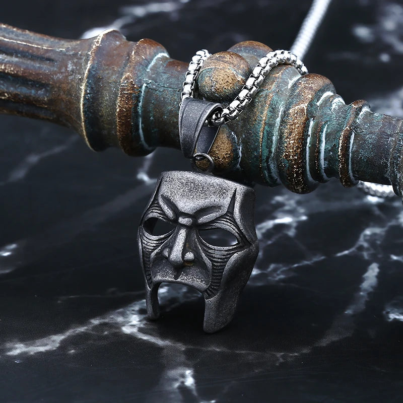 Biker Retro 2024 New Fashion 316L Stainless Steel Punk Rock Skull Mask Pendant Necklace For Man Women Music Brand