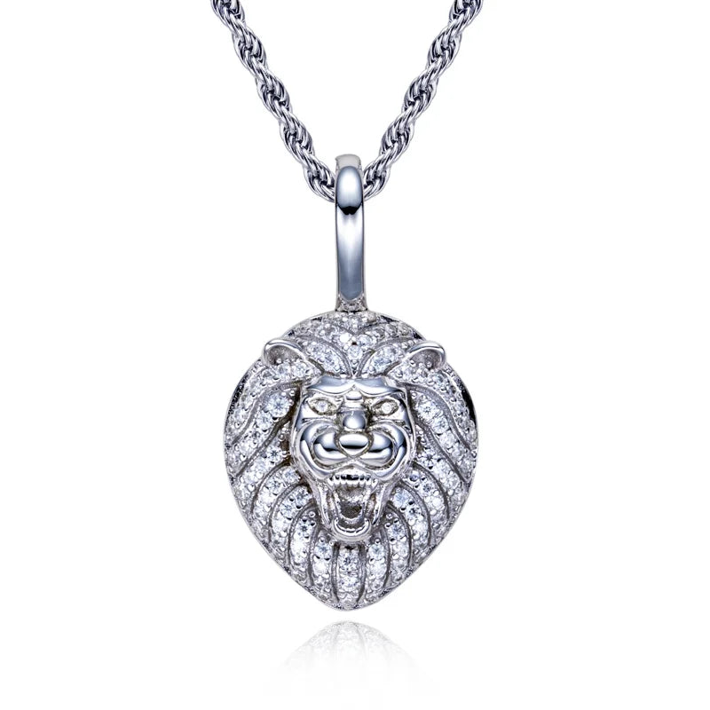 Iced Out Lion Pendant — 925 Silver