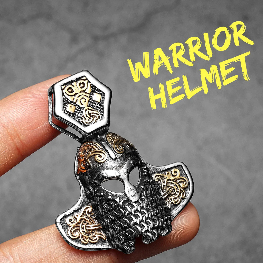 Viking Helmet Pendant Necklace — Stainless Steel