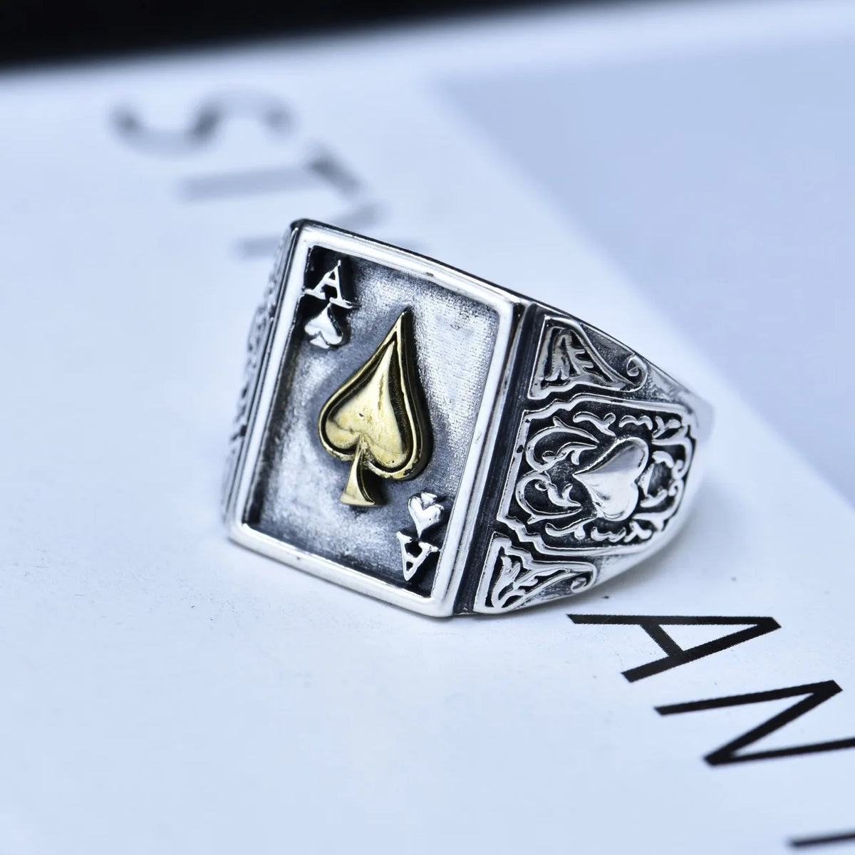Ace of Spades Punk Gothic Open Ring — Zinc Alloy