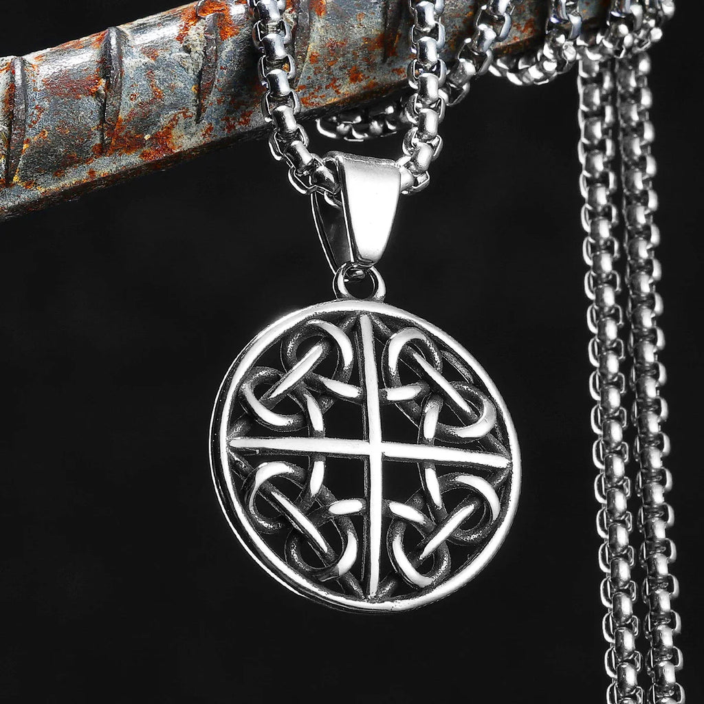 Viking Hollow Celtic Knot Pendant Necklace — Stainless Steel