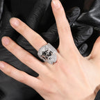 Iced Out CZ Pave Band Ring for Men — Two-Tone, Rapper Band